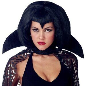 Mario Chiodo Studios Vampirette Wig One Size Black Widows Peak Halloween NEW